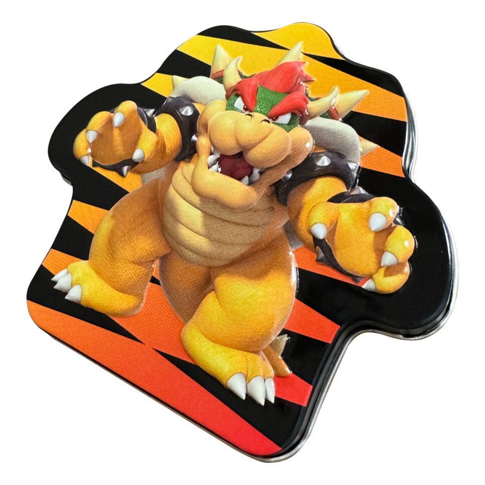 3D Super Mario Bowser tin with orange black tiger stripes