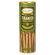 Green and gold tin of Dolcetto Rolled Tiramisu Wafers