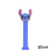 Blue PEZ Stitch dispenser with pink ears and smiling face