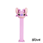 Pink PEZ Stitch Angel dispenser with large black eyes and purple nose