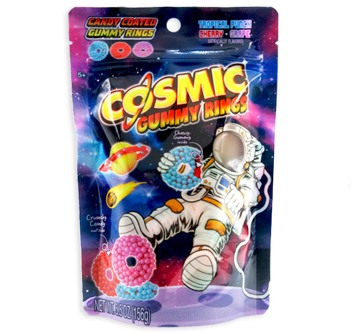 Cosmic Gummy Rings Peg Bag with astronaut and colorful rings