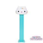 PEZ Gabby’s Dollhouse Cakey Cat candy dispenser in turquoise with colorful sprinkles