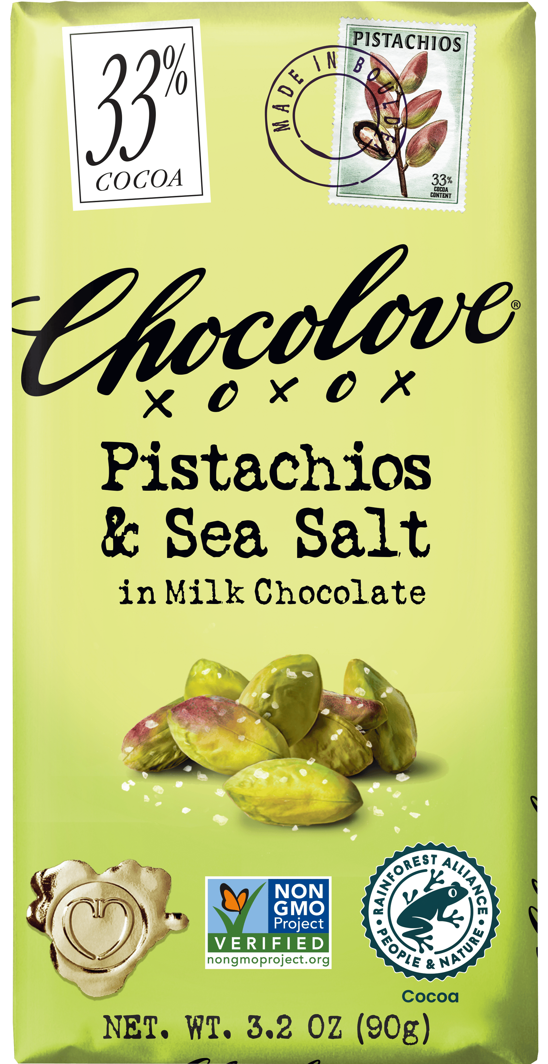 Chocolate Pistachio & Sea Salt Milk Chocolate Bar
