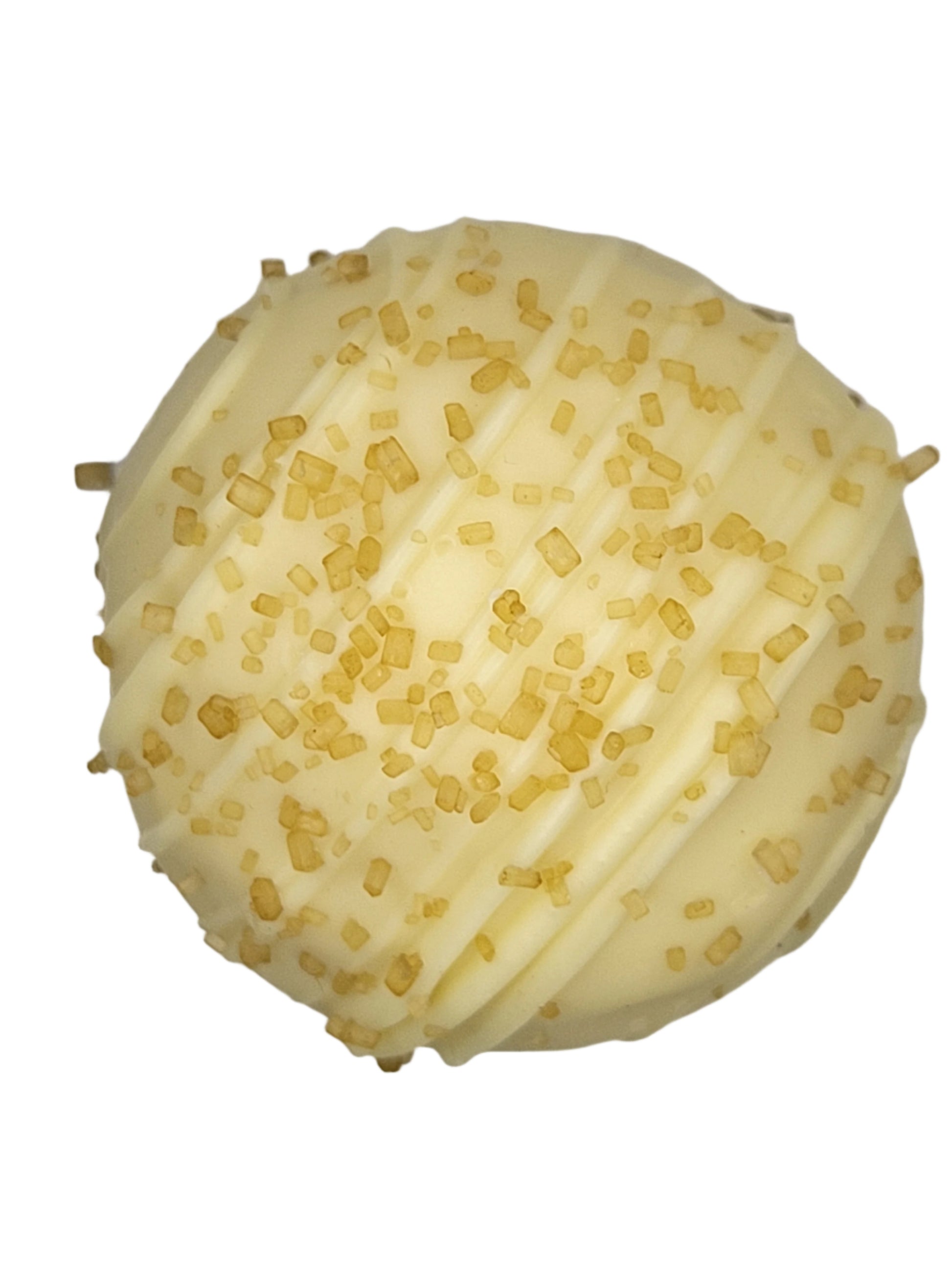 Creme Brulee Truffle 1.5oz: creamy white chocolate with golden sugar sprinkles