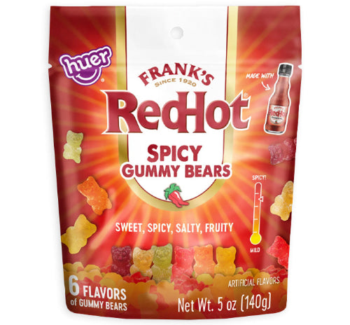 Frank's Red Hot Spicy Gummy Bears Peg Bag