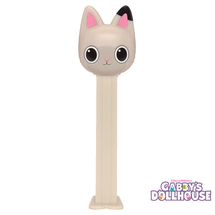 Pandy Paws PEZ dispenser from Gabby’s Dollhouse, beige cat with pink inner ears