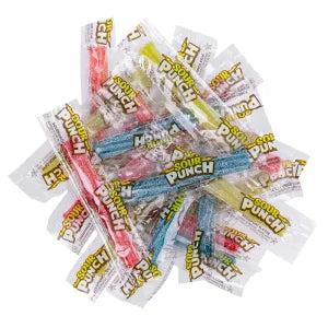 Sour Punch Assorted Twists: colorful wrapped sour candies in red, blue, yellow