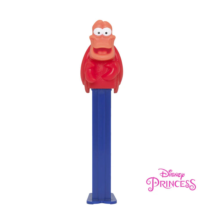 Red and blue Sebastian PEZ dispenser from The Little Mermaid