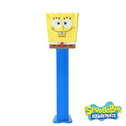Smiling SpongeBob SquarePants PEZ dispenser with yellow head and red tie