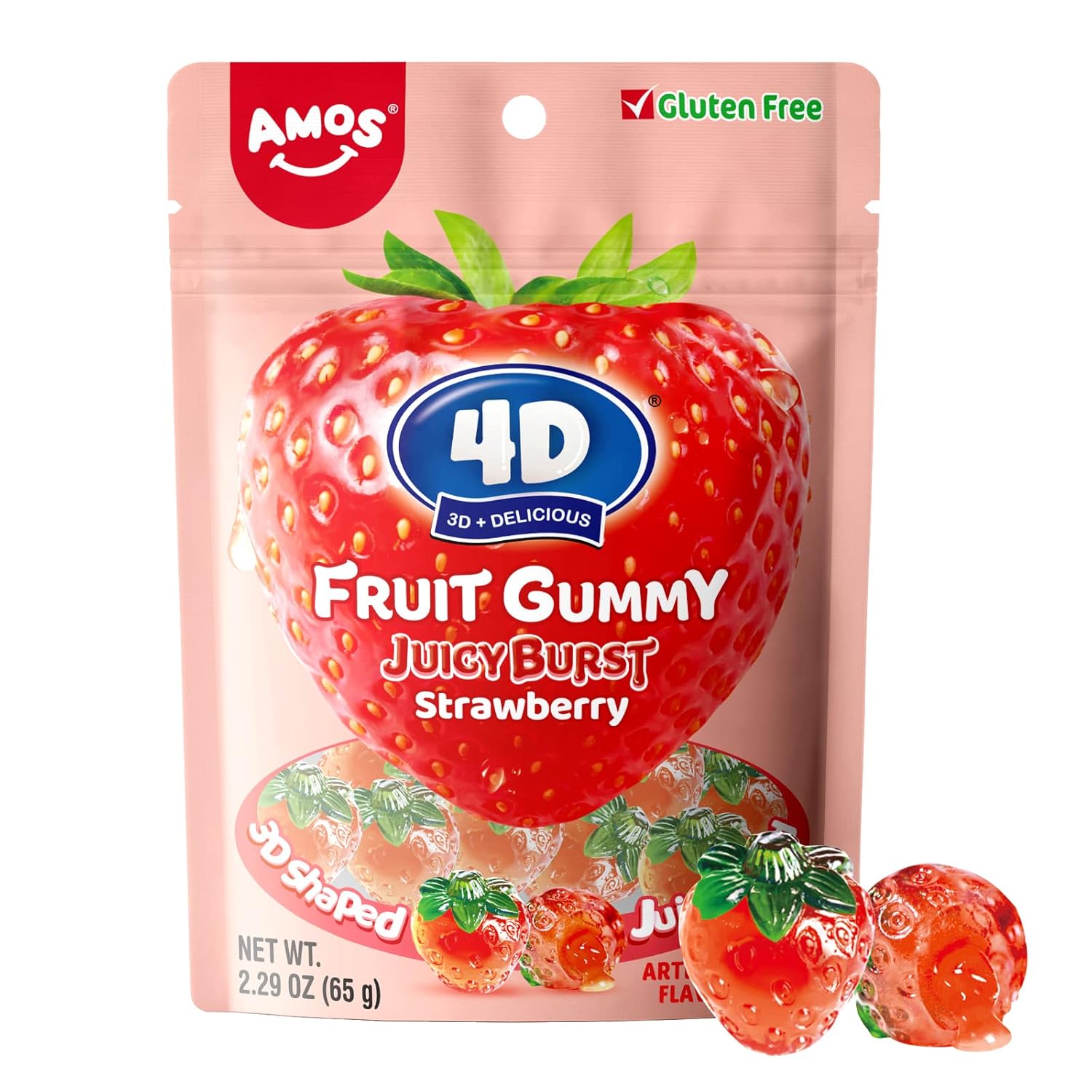 4D Strawberry Burst Gummies Peg Bag