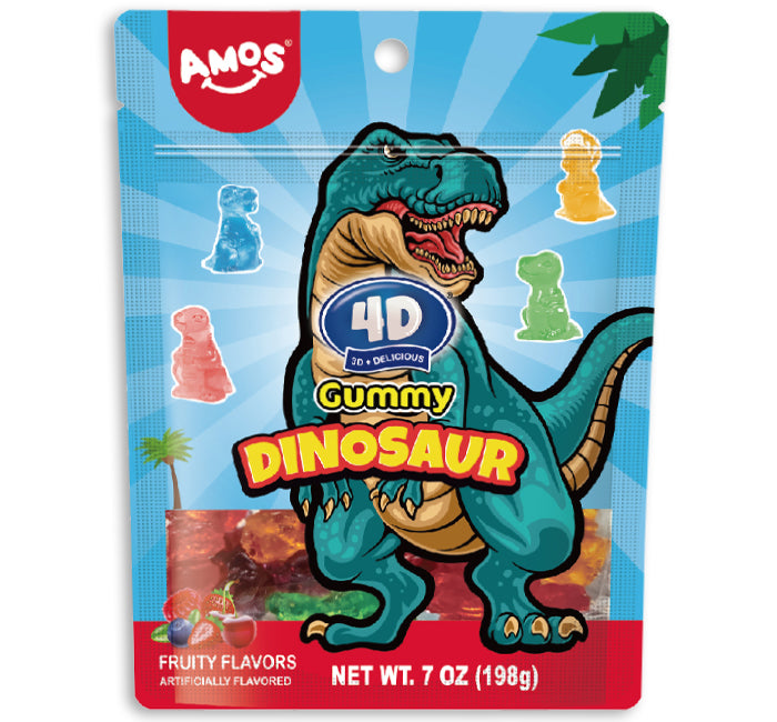 4D Dinosaur Gummies Peg Bag