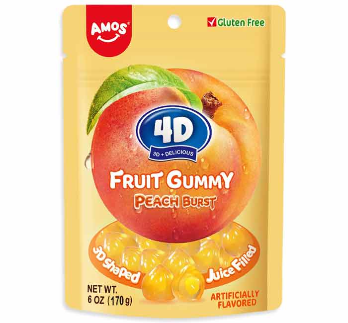 4D Peach Burst Gummies Peg Bag