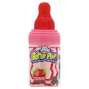Pink Baby Bottle Pop Candy Sucker with red nipple and strawberry label