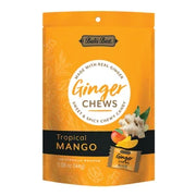 Bali’s Best Tropical Mango Ginger Chews in orange pouch with vibrant mango and ginger imagery