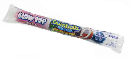 Blow Pop Inside Out 8-Ball Tube with gum-filled lollipops