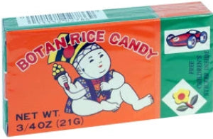 Botan Rice Candy box with cartoon baby and red car illustration