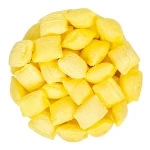 Pile of bright yellow square Butter Mints sugar cubes