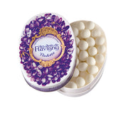 Les Anis de Flavigny Violet Tin with lilac design and off-white candies