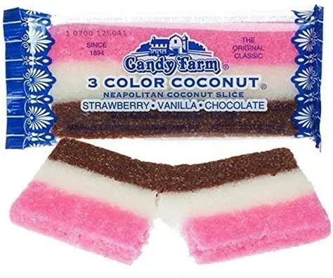 3 Color Neapolitan Coconut Candy Bar