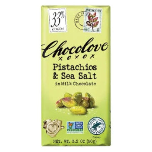 Chocolove Pistachio & Sea Salt Milk Chocolate Bar
