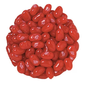 Pile of glossy red Jelly Belly Sizzlin’ Cinnamon jelly beans