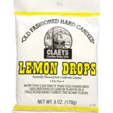Claeys Lemon Candy Drops Peg Bag with yellow and white package