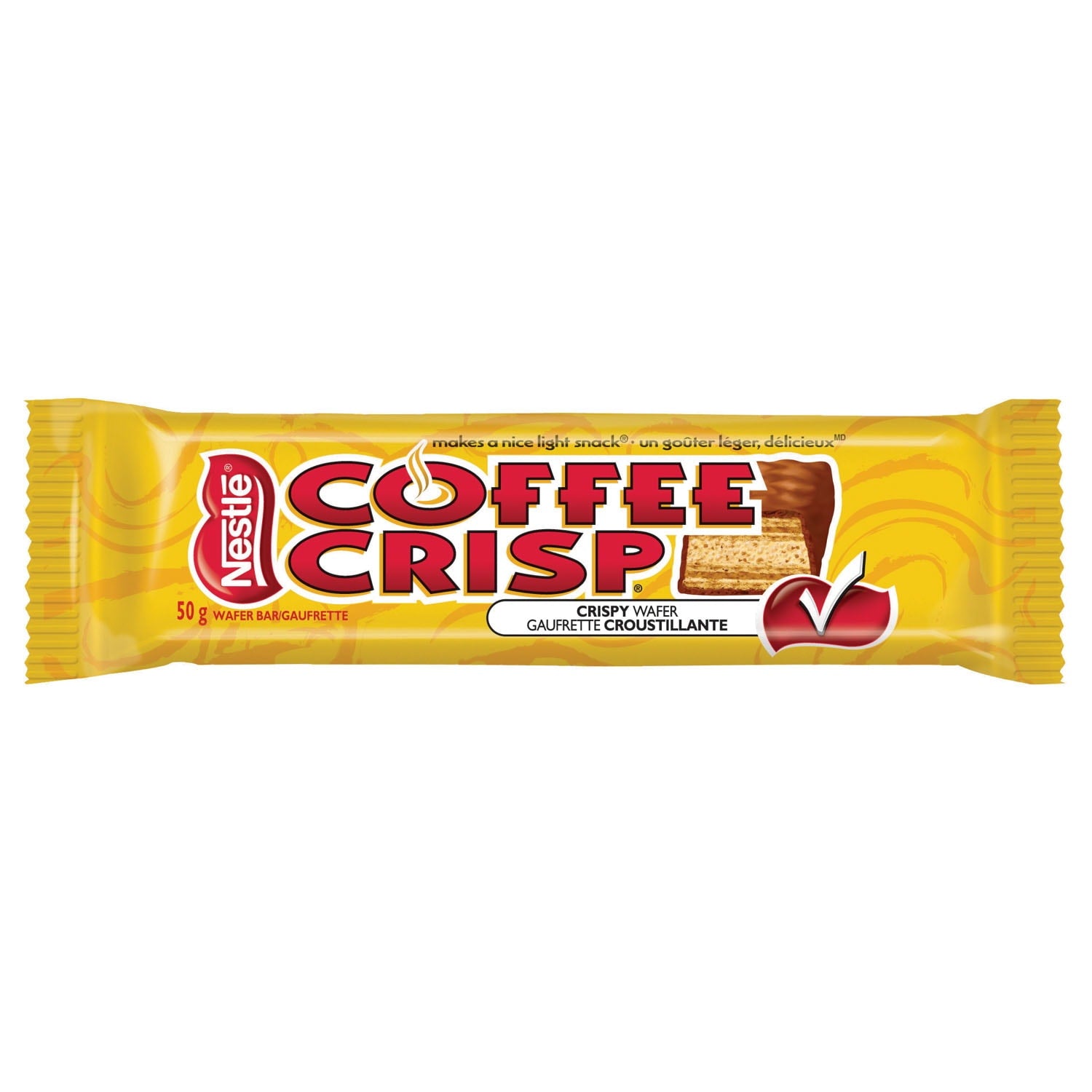 Nestle Coffee Crisp yellow packaged crispy wafer bar