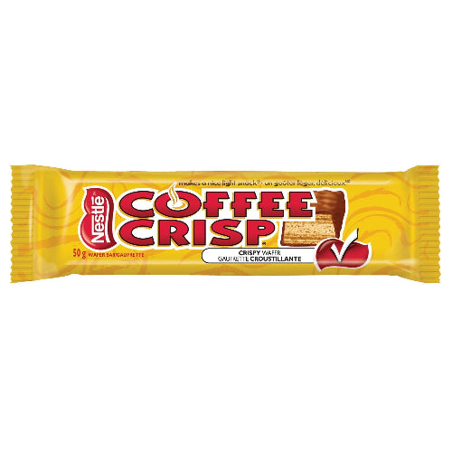 Nestle Coffee Crisp yellow packaged crispy wafer bar