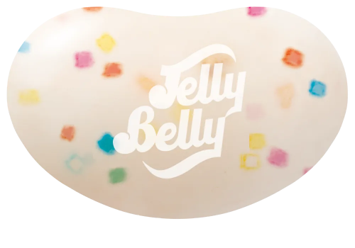 Jelly Belly Cold Stone Birthday Cake Remix jelly beans in a clear bag with colorful sprinkles