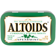 Green metal tin of Altoids Spearmint Mints