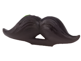 Black plastic mustache-shaped accessory from Wack-o-Wax Mr. Stache