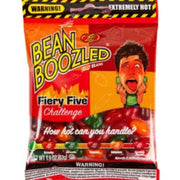 Jelly Belly Beanboozled Fiery Five peg bag of red and yellow gummy candies