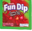 Fun Dip Cherry candy in red green package with fruit illustrations