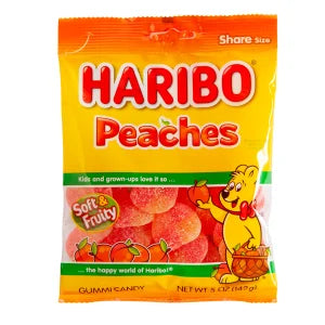 Haribo Peaches Gummi Candy Peg Bag