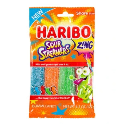 Haribo Sour Streamers Zing Gummy Candy in Rainbow Packs