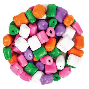 Vibrant Licorice Hollows colorful rectangular plastic beads in pink green orange purple white
