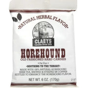 Claeys Horehound Candy Drops in white and brown peg bag with soothing herbal throat relief