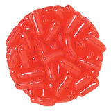 Vibrant red glossy gelatin capsules in Hot Tamales Candy cluster