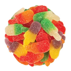 Gummy Ice Pops: colorful sour gummy candy ball of rainbow bottle shapes