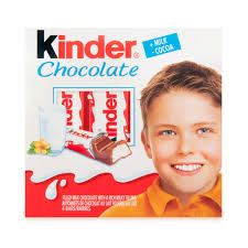 Kinder Chocolate Bar in red and white wrapper with smiling boy