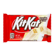 Kit Kat Vanilla Creme candy bar in red and white foil wrapper