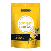 Bright yellow pouch of Bali’s Best Zesty Lemon Ginger Chews
