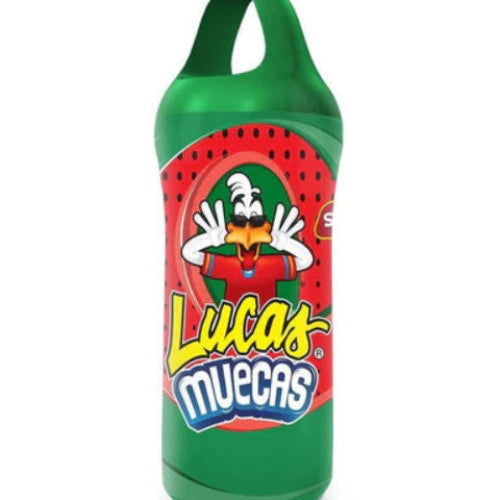 Green Lucas Muecas Sandia Tube with cartoon character bottle