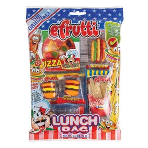 EFrutti Lunch Bag Gummi Peg with colorful fruit gummy candies