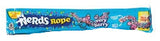 Nerds Very Berry Rope candy package in bright blue and yellow with cartoon characters