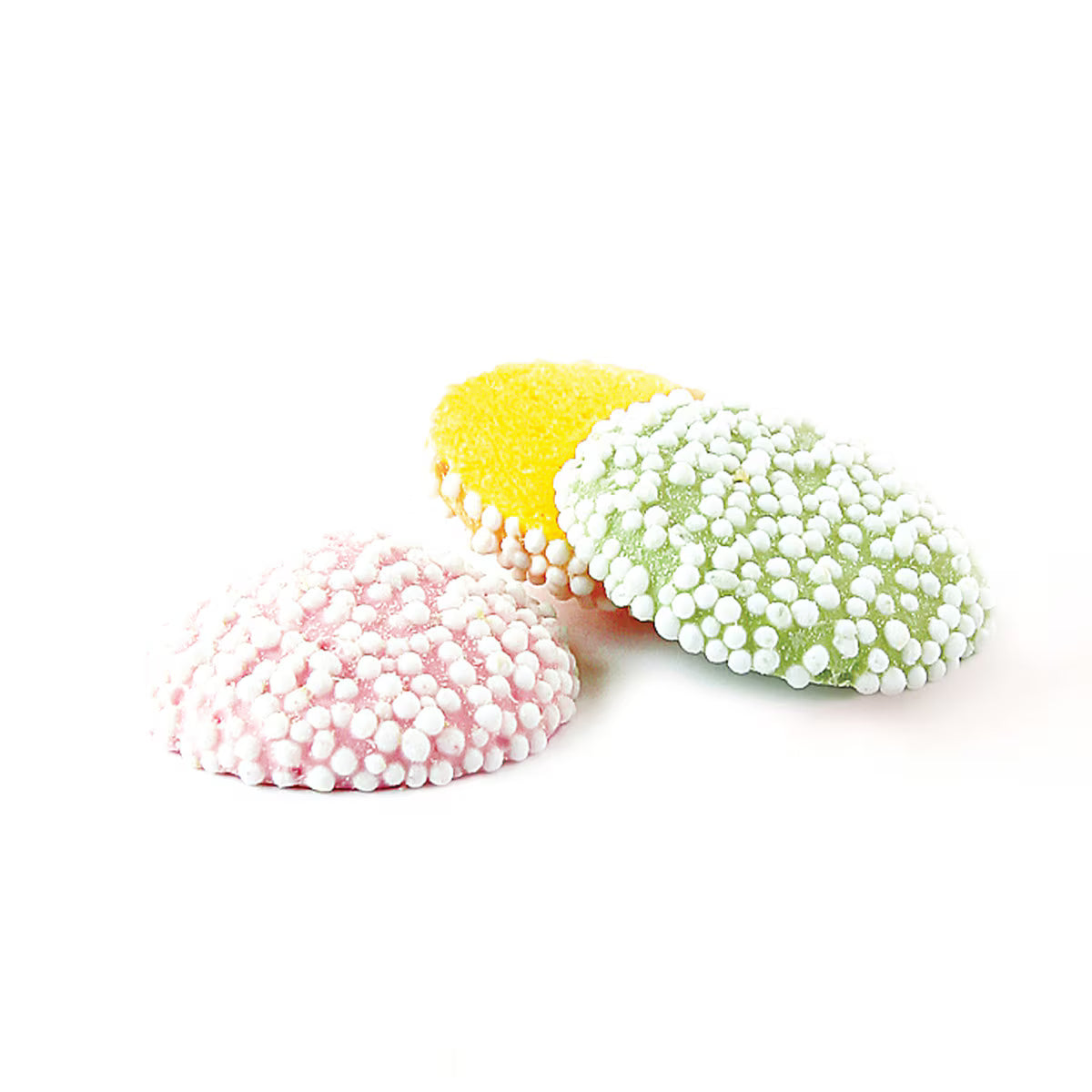 Mint Pastel Nonpareil Mints: pink, yellow, green round candies with white sugar pearls