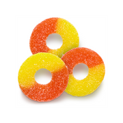 Vibrant orange and yellow sugar-coated Gummy Peach Rings