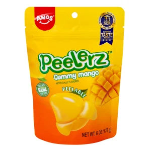 Peelerz Mango Gummy Candy Peg Bag with peelable yellow orange pouch