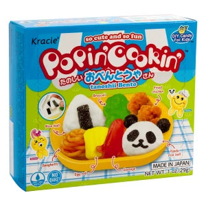 Popin Cookin Tanoshi Bento Candy Kit with panda rice ball and colorful sushi treats