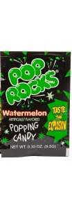Pop Rocks Watermelon popping candy in green and black package